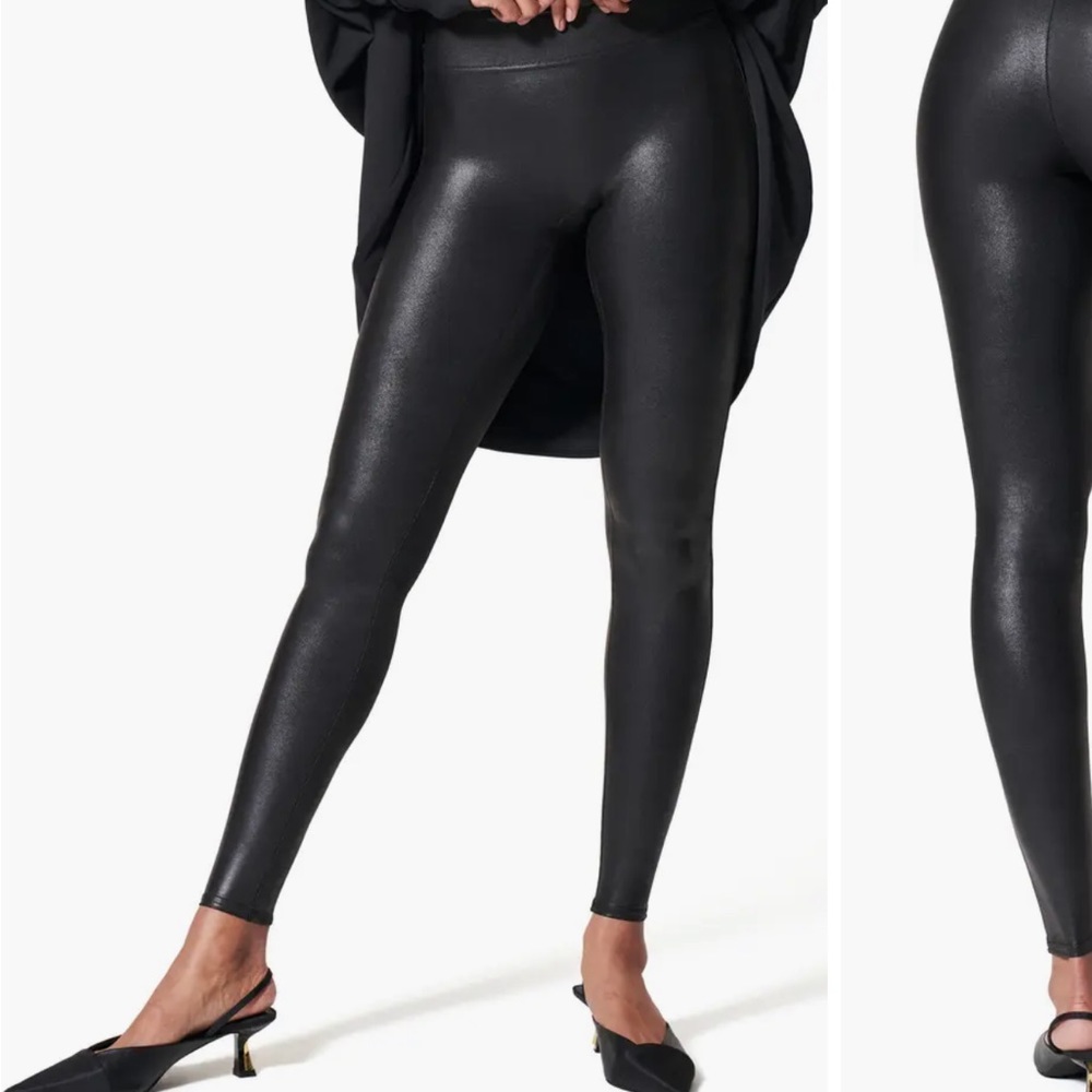 Spanx faux leather leggings very black